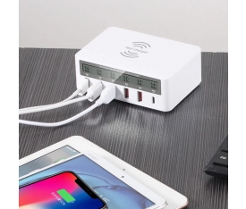 40W Hızlı Şarj 818F Qi Android Ios Smartphone İçin Hızlı Şarj 5 Usb Portu Tip C Qc 3.0 Destek 10W